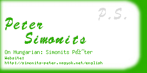 peter simonits business card
